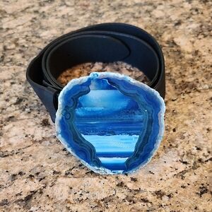 Blue‎ Agate Belt with Black Strap